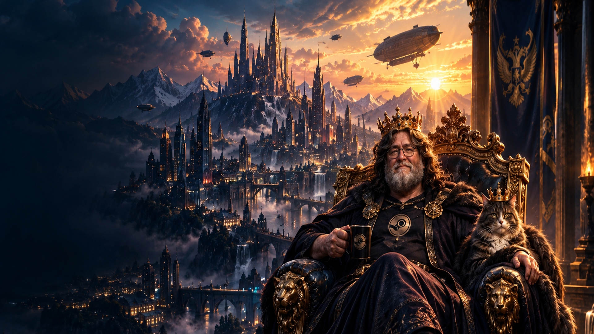 Gaben on throne